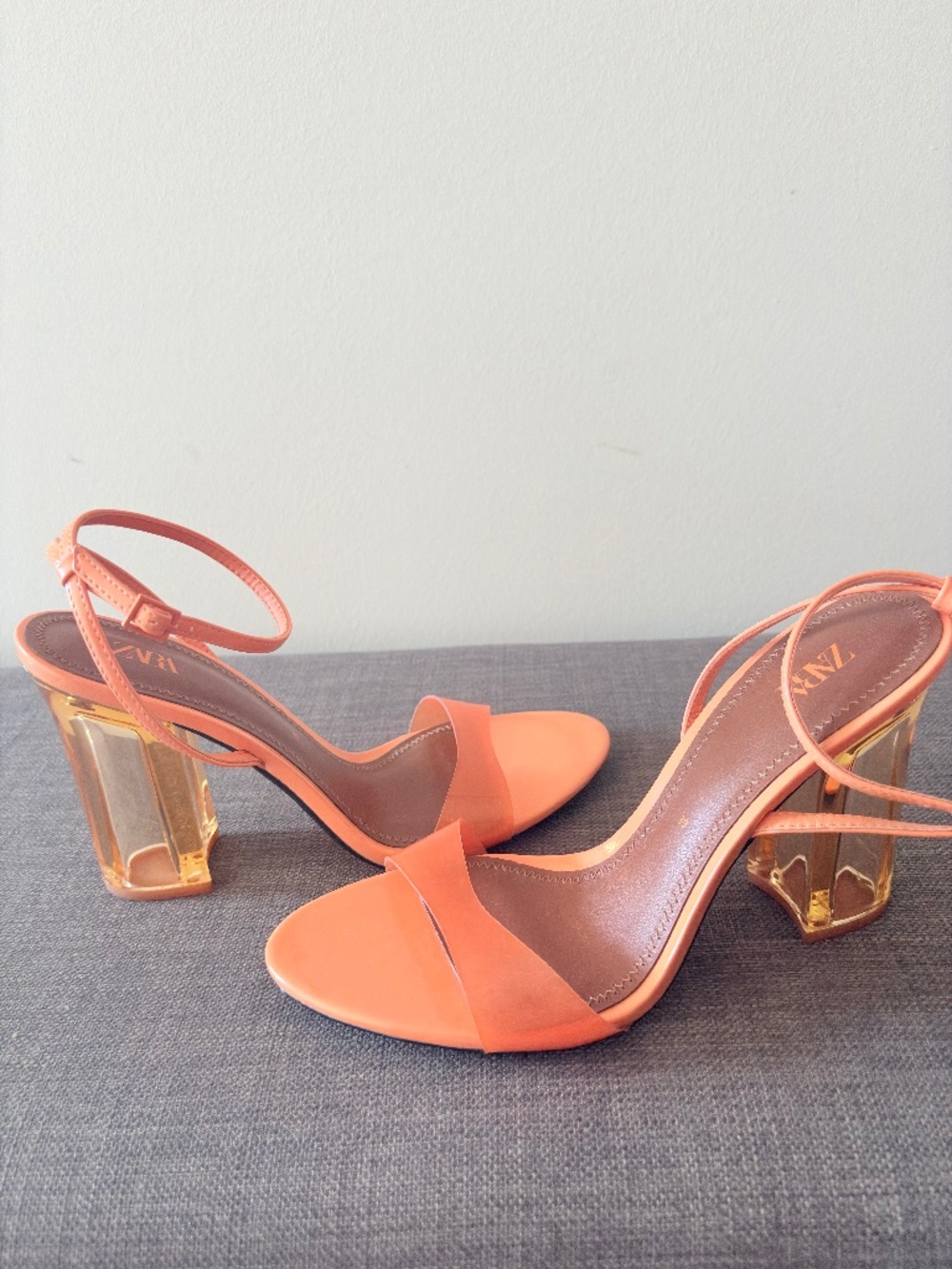 Zara Orange Acrylic Heels